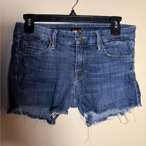 MOTHER Mid-Rise, Cut-Off, Dark-Wash Denim Shorts | Size 29 | Frayed Preppy